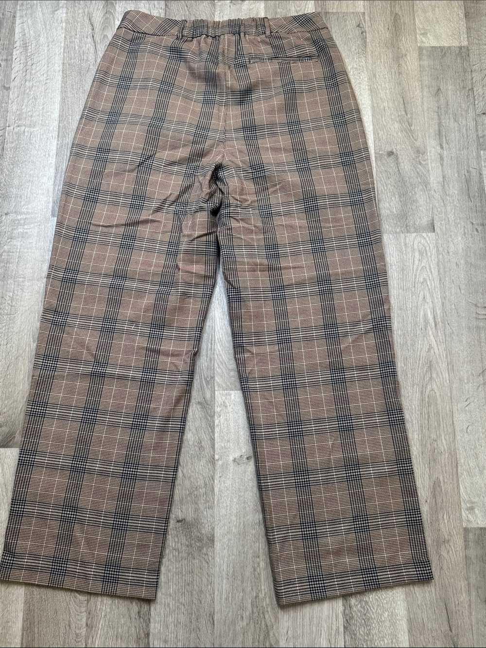 Old Navy Brown Plaid Taylor Wide Leg Trouser Dress Pants with Black Check. SizeL - Picture 13 of 13